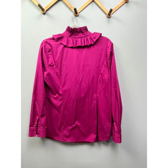 Soft Surroundings blouse womens medium fuschia clasp front Ruffle‎ Top Pink - Picture 2 of 5
